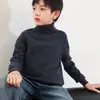 Suéter de Lana para Niños Otoño Invierno Engrosado Cuello Alto Color Sólido Sencillo Cálido Jersey de Punto Nuevo Estilo Capa Base