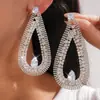Pendientes Huecos con Forma de Gota de Agua Incrustados con Diamantes de Zirconia, Diseño Personalizado Europeo y Americano, Pendientes de Moda y Exquisitos, Pendientes de Lujo Ligero y de Gama Alta
