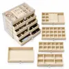 23.5*13.5*17cm Organizador de Joyería de 5 Niveles con Marco de PET y Bandejas Afelpadas, Caja de Almacenamiento de Joyería Grande de Mesita de Noche con Compartimentos Ajustables para Pendientes, Collares, Anillos y Más