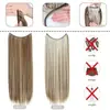 Nueva Peluca Cortina de Cabello de Hilo de Pescar, Extensiones de Cabello Largo Rizado, Peluca de Una Pieza sin Costuras Ajustable Libremente