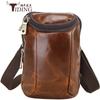 Bolsa Transversal de Ombro Casual de Couro Genuíno Masculina Personalizada de Fábrica, Mini Bolsa de Cintura de Couro Pebble, Estilo Unissex