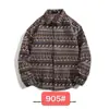 Camisa de Manga Larga Retro Étnica Tejida Bordada Estilo Barroco Japonés Vintage para Hombre Holgada Ropa de Abrigo Otoño e Invierno Primavera y Otoño