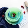 Serie de Vajilla de Vidrio con Material de Jade Creativo Platos de Vidrio para el Hogar Bol para Ensalada Bol para Postre Platos Pequeños Irregulares Coloridos