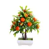 Planta em vaso com flor artificial 16 malhas flor laranja pequena árvore bonsai flor de plástico planta verde flor artificial flor em vaso ornamentos decorativos