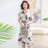 Vestido floral de gasa para mamá, nuevo estilo, estilo occidental, vestido de verano para mujeres de mediana edad y mayores, elegante para damas de 40 años.