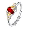 Anel de Prata de Lei S925 Hui Kai Jewelry para Mulheres, Anel Ajustável com Pedra de Cristal Granada Natural, Joia de Alta Qualidade