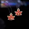 Brincos de Pérola Flor de Zircônia Colorida Design Coreano Agulha de Prata S925 Super Fada Moda Brincos de Folha de Bordo Brincos Doces para Mulheres