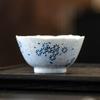 Taza de té vintage del fabricante con ceniza vegetal, diseño de margarita azul, taza maestra de cerámica para degustación de té, taza individual