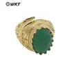 WT-R456 Anillo Distintivo Set de Montura Galvanizado en Oro Real de 18K con Anillo para Mujer Piedra Semipreciosa Natural Joyería de Venta Caliente