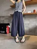 Pantalones Ligeros de Lino de Cintura Alta de Pierna Ancha para Mujer, Nuevo Estilo Verano 2026, Holgados, Adelgazantes, Caídos, Casuales, Modernos