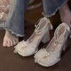 Zapatos de Boda, Zapatos de Novia, Estilo Nuevo, No Cansan, Vestido de Boda Estilo Francés, Lazo Suave, Zapatos Mary Jane Elegantes de Hada, Sedas y Satines