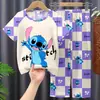 Conjunto de Pijama Infantil para Meninas, Verão Fino Manga Curta Calça Longa Roupa de Casa, Conjunto de Ar Condicionado para Meninas de Meia-Idade e Crianças Grandes, Pode Ser Usado ao Ar Livre