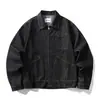 Chaqueta de mezclilla retro de moda estilo japonés Rumeng con costuras visibles, unisex, de otoño, corte holgado, ropa de trabajo, chaqueta casual para pareja