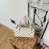 2025 Nova Moda de Verão Bolsa Transversal Cilíndrica Simples com Bolinhas de Grande Capacidade para Mulheres