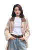 Gabardina para Mujer para Otoño, Abrigo de Longitud Media Estilo Granja, Talla Petite, Aspecto de Alta Gama, Diseño Color-Blocking
