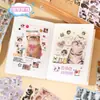 Libro de pegatinas troqueladas Yuxian, lindo gatito y cachorro con expresiones de letras creativas, material para diario, pegatinas de decoración de escenas DIY
