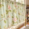 Cortinas Florales Estilo Retro Francés Americano Dormitorio Sala de Estar Balcón Ventana Saliente Cocina Cortinas Blackout Media Cortinas Cortinas de Puerta Cortinas Pequeñas Cortas