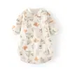 Saco de dormir para bebé con temperatura constante, Ropa de dormir acolchada de algodón en forma de U para primavera y otoño, Manta multifuncional con cremallera para recién nacido, Anti-patadas