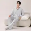 Algodón PuroPijama de Manga Larga para Hombre de Primavera y Otoño Ropa Casual Juvenil Ropa de Casa para Invierno Conjunto de Tallas Grandes