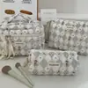Bolsa de Maquiagem Verde Menta com Bolinhas, Grande Capacidade, Bolsa de Armazenamento de Maquiagem de Algodão Acolchoado Estilo Ins, Bolsa de Higiene Pessoal Portátil para Viagem