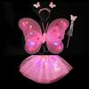 Asas de borboleta luminosas para decoração de costas de menina, brinquedo flash infantil, varinha mágica de fada maravilhosa, conjunto de três peças de fada de flor