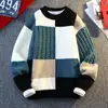 Invierno 2026 Nueva Moda Color Block Suéter de Punto Talla Grande para Hombre Cuello Redondo Holgado Manga Larga Top para Hombre
