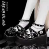Sapatos Lolita Estilo Punk Dark para Garotas Quentes Sapatos Individuais Cosplay Japonês 2025 Novos Mocassins Subcultura Solado Grosso Salto Bloco