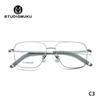Montura de Gafas Polygonal de Madera Studiomuku Cool Pilot con Doble Puente para Caras Grandes, Caras Anchas y Efecto Adelgazante
