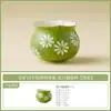 Taza de Té de Margarita Isla Blanca y Verde de Mineral de Roca Hecha en Fábrica, Taza de Té Doméstica de Cerámica, Taza de Maestro Exquisita, Taza de Degustación de Té