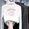 Linda camiseta de manga larga estampada para niños, nuevo estilo otoño/invierno, diseño coreano, hecha con suave tejido polar, capa base cálida para niñas