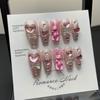 [Tiro Real Totalmente Manual] Peça de unha acabada com nail art usada na mão, flash de amor, diamante, coelho fofo, fototerapia