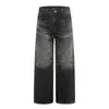 Calça jeans americana lavada e desgastada, calça dad larga solta, moda de rua masculina, calça longa reta versátil