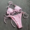 Bikini Sexy a Rayas de Tres Piezas con Tiras Cruzadas de Nuevo Estilo Europeo 2027