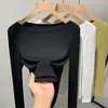 Camiseta Base de Modal para Mujer 2025 Nuevo Estilo Elegante de Hombros Descubiertos de Manga Larga con Cintura Elástica Top
