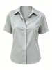 Camisa europea de talla cruzada para mujer, top de verano fino de manga corta, camisa elegante, casual y elegante, adecuada para ir al trabajo, estilo francés, japonés y coreano