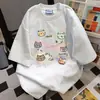 Camiseta de Manga Corta con Estampado de Dibujos Animados Estilo Japonés Fresco Graffiti 2026 Verano Nuevo Casual Holgado Vintage Top
