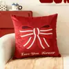 Cojín Rosa con Lazo, Cojín para Cabecera de Dormitorio, Cojín para Silla de Oficina, Cojín para Sofá de Sala de Estar, Cojín de Boda Extraíble
