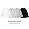Nueva Sudadera Casual para Hombre de Amazon 280g Peso Pesado Manga Larga Cuello Henry Holgada Talla Grande Sudadera de Color Liso para Hombre