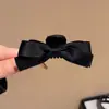 Pinza Pequeña de Garra con Lazo de Cinta de Satén Estilo Chanel para Mujer, Pasador para la Frente, Pinza Lateral para Flequillo, Pinza Pequeña para el Cabello de Niña, Accesorio para el Cabello