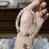 Pulsera Natural de Fábrica Cristal Rosa Starlight Hielo Transparente Amatista Cristal Amarillo Torre Pulsera de Piedra Natal para Atraer la Fortuna para Mujeres Transmisión en Vivo