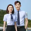 Camisa de manga corta de moda para hombre y mujer, camisa para tienda de ventas financieras inmobiliarias, ropa de trabajo formal, logo de fábrica