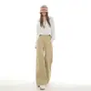 Pantalones casuales de estilo "old money" transfronterizos, pantalones largos holgados de pierna ancha de cintura alta nuevos para mujer, pantalones largos caqui, pantalones caqui extralargos