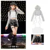 Ropa para Niñas de Danza Jazz Hip-Hop Conjunto de Top con Capucha de Lentejuelas para Niña Cool Grupo de Chicas Atuendo para Performance de Street Dance