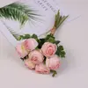 Flor Artificial 7 Cabeças Buquê de Rosa Sweetheart Flor de Seda Sala de Estar Mesa de Centro Decoração de Flor Artificial Arranjo Material de Flor Festiva