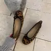 Primer Encuentro Zapatos Planos Suaves de Estilo Francés de Temporada, Punta Redonda, Corte Bajo, Mocasines de Gamuza, Mocasines Retro con Estampado de Leopardo Otoñal, Mocasines Elegantes para Mujer