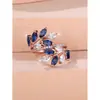 Anel de abertura de cavalo com zircônia olho de cavalo e folha AliExpress transfronteiriço moda tudo-combinável