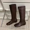 Botas de punta redonda con circunferencia de caña ancha, Botas Martin, Botas largas rectas retro europeas y americanas con aumento interno de altura, Botas largas otoño e invierno 2026