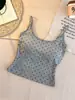 Estilo de garota ousada clareia a pele alças de sutiã fixas de bolinhas acolchoamento no peito camisola regata feminina verão corte justo mostra o corpo fino top de uso interno novo