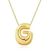 Collar con colgante de 26 letras del alfabeto inglés, chapado en cobre transfronterizo, oro real de 18k, liso, de burbuja de globo, gordito, lindo, versión Q