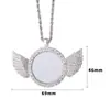 Collar de Alas de Ángel para Sublimación Transfronterizo de Amazon Corazón en Blanco con Forma de Corazón Redondo de Metal Collar al por Mayor